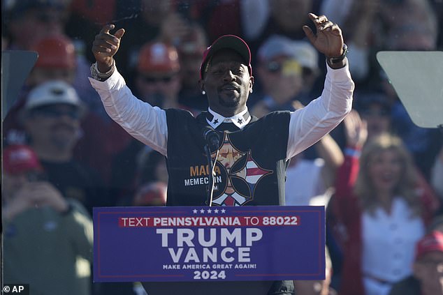 The controversial ex-NFL star addressed the crowd at a Trump rally in Pennsylvania Saturday