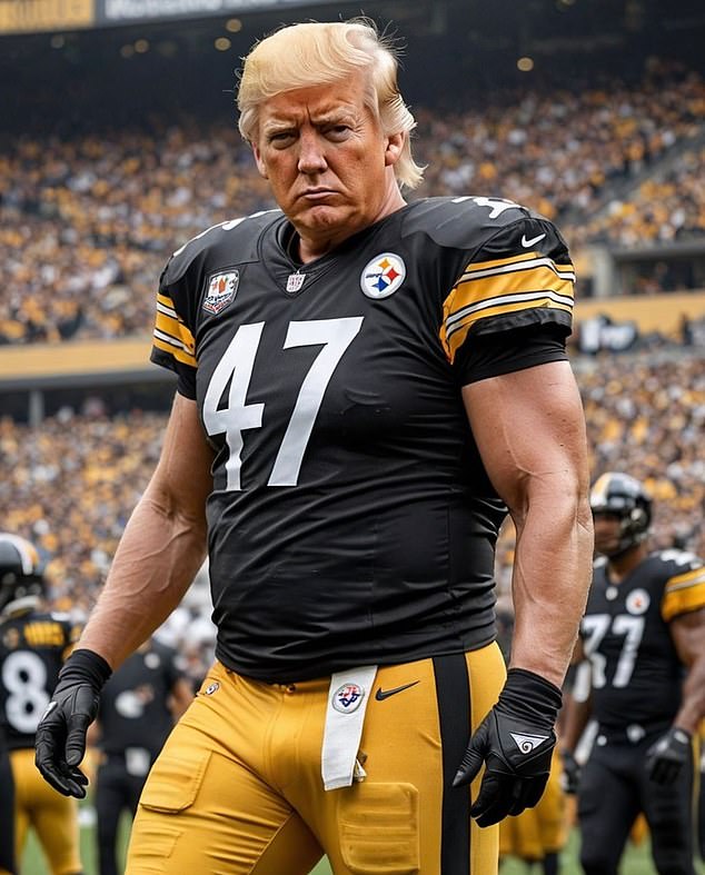 Trump shared a bizarre AI photo of himself in Steelers uniform before arriving at the game