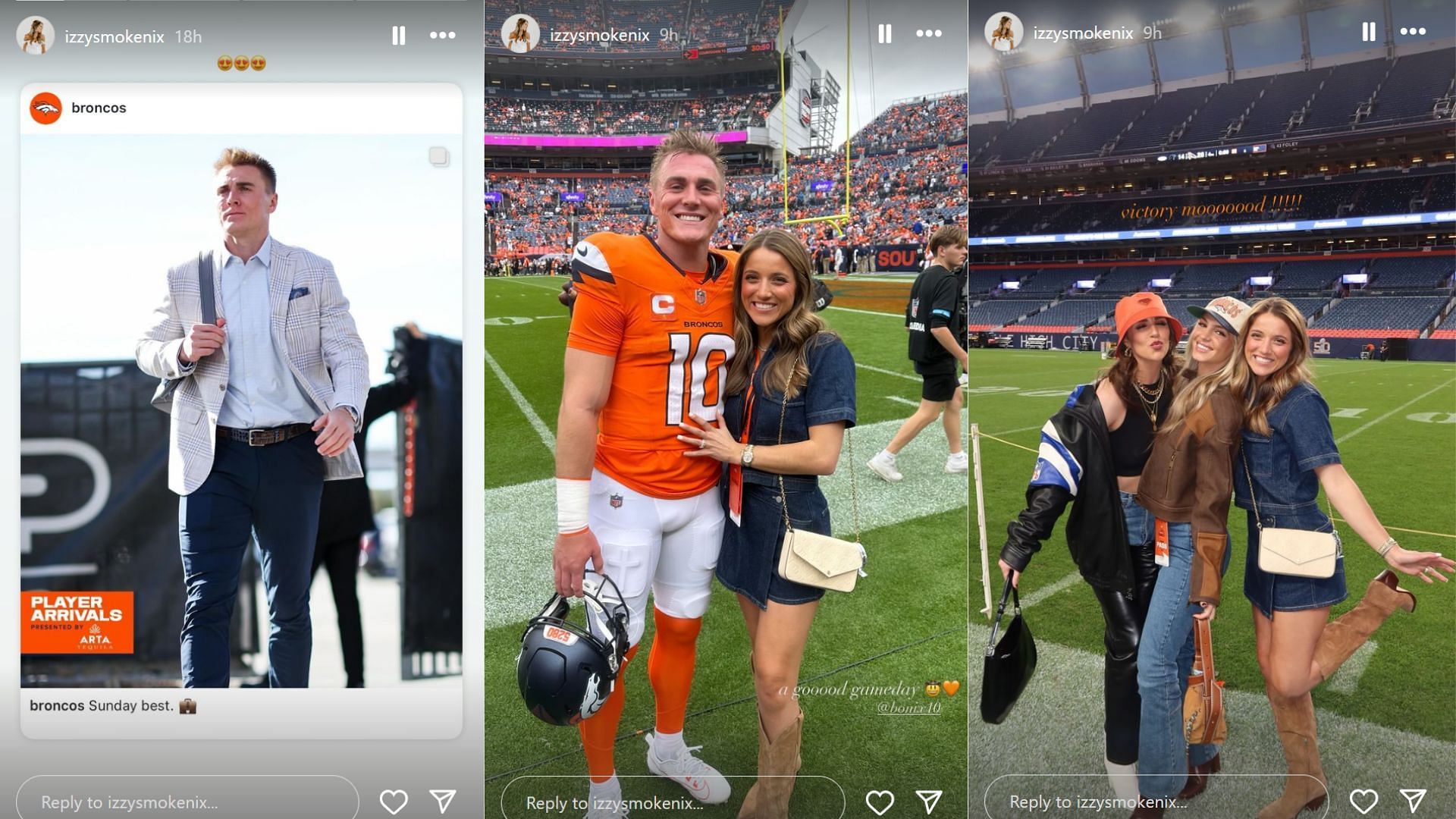 Bo Nix&#039;s wife Izzy reacts to Denver Broncos QB&#039;s career-best game [Image credit: @izzysmokenix IG]