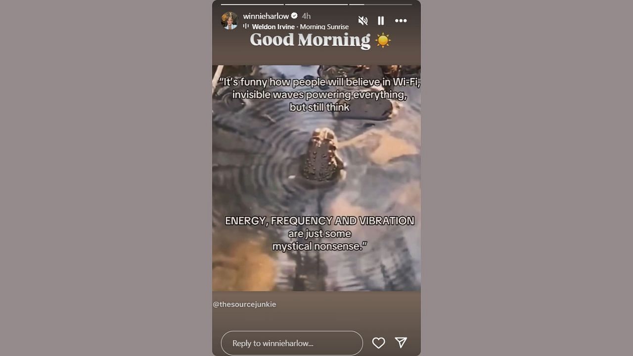 Harlow shares a spiritual message with a good morning note on her IG story. (Credits: @winnieharlow/Instagram)