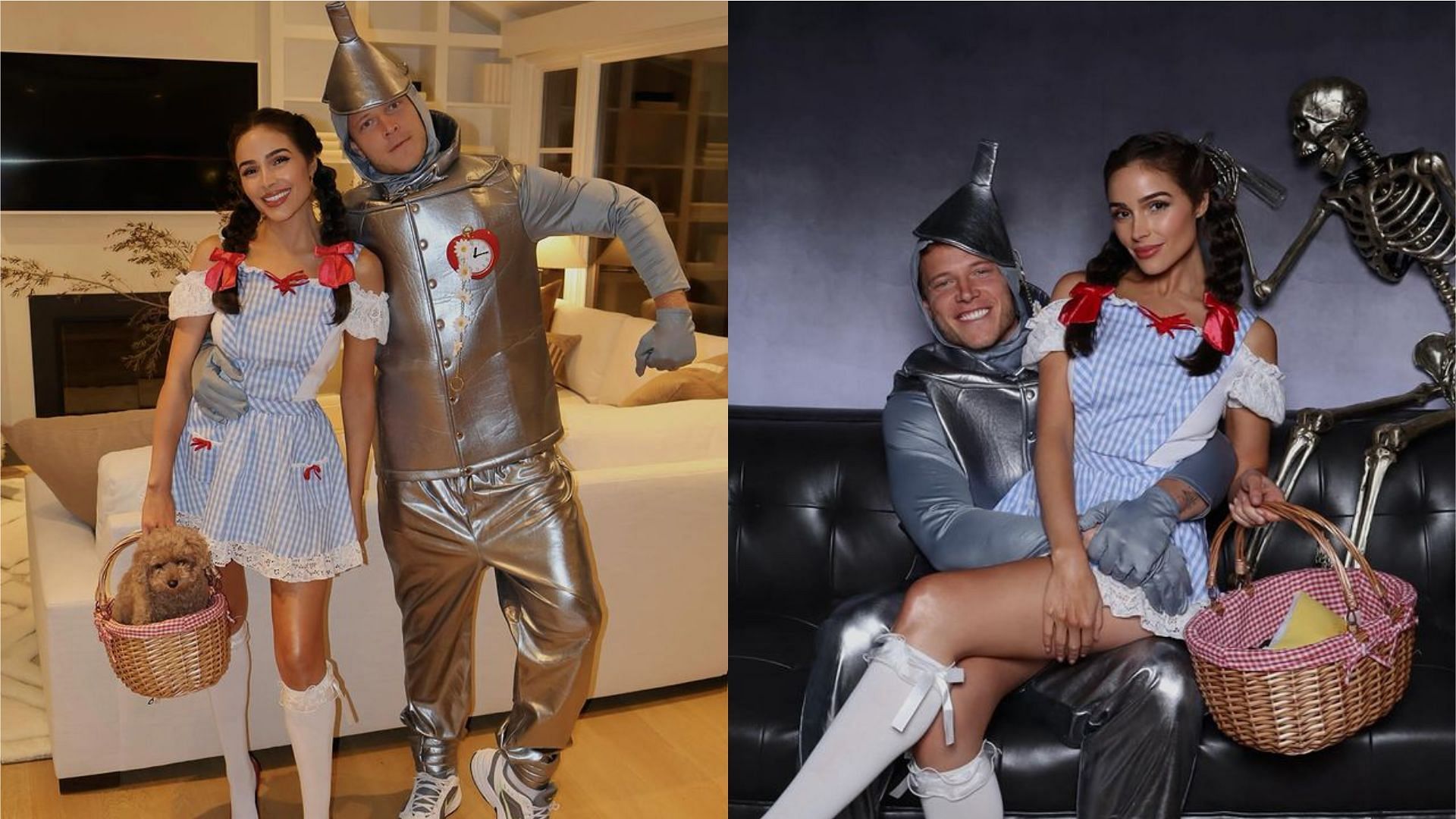 Christian McCaffrey, Olivia Culpo show off adorable Halloween costumes as RB inches closer to possible return