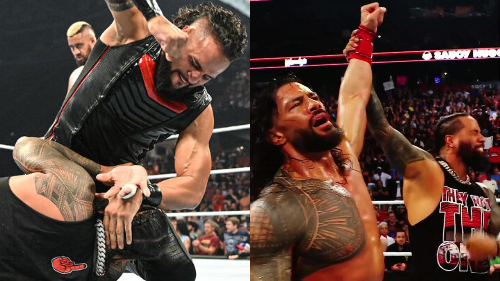 Tama Tonga (left), Roman Reigns and Jimmy Uso (right) (Image Credits: WWE.com)