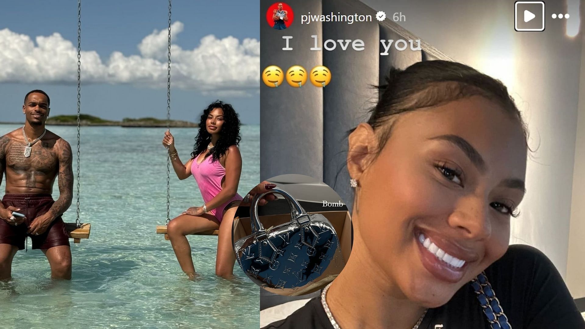 Alisah Chanel posts image of luxury bag after featuring on a sweet post from husband P.J. Washington (Photo credits: Alisah Chanel and P.J. Washington