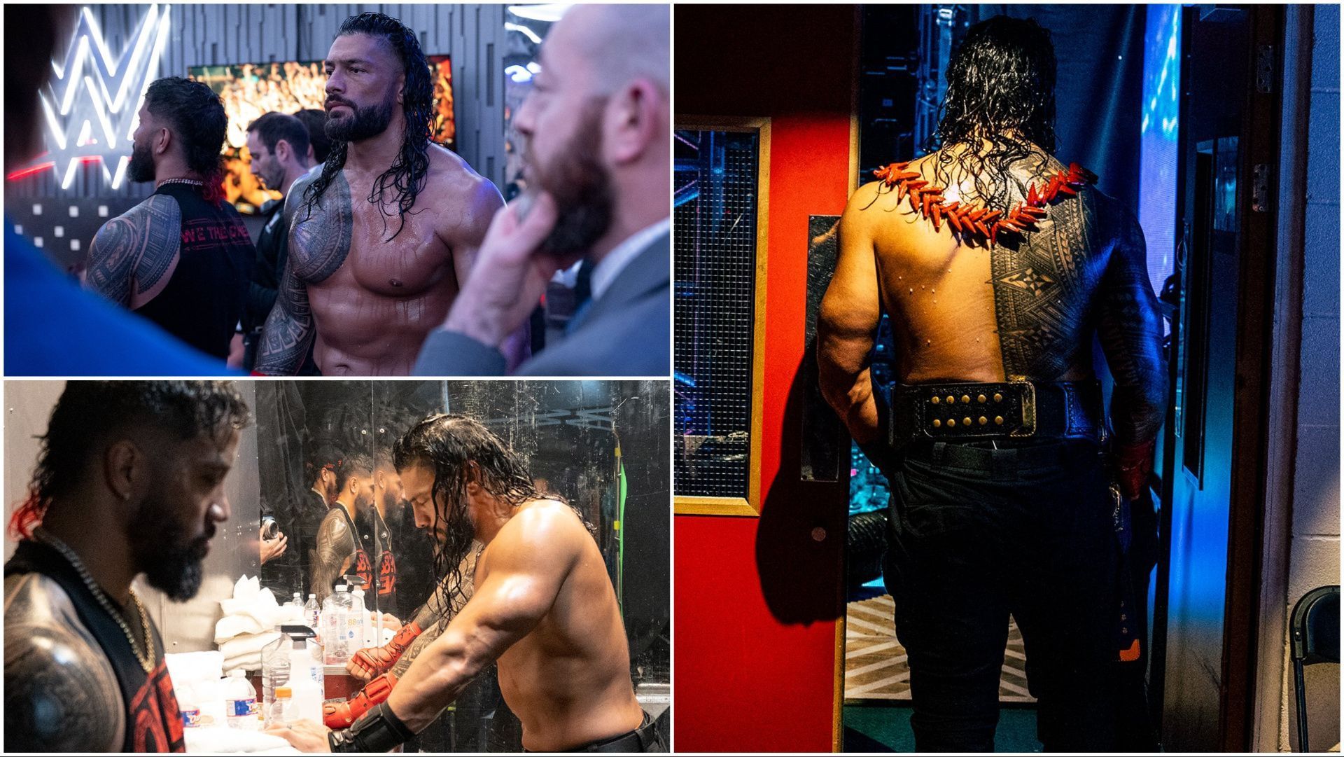 Roman Reigns backstage at WWE events