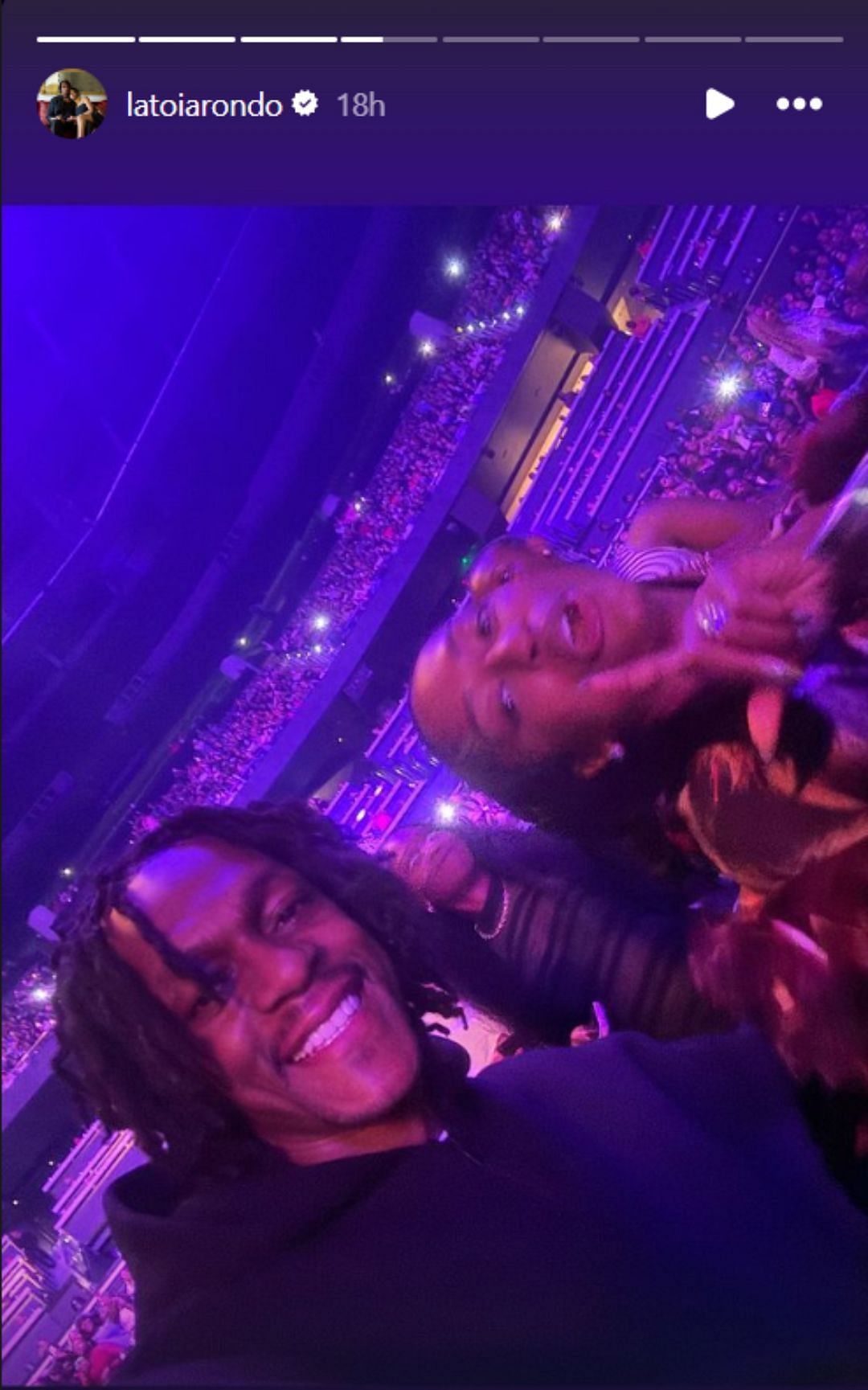 Latoia shares snap with Rondo at Usher concert (Image: @latoiarondo IG)