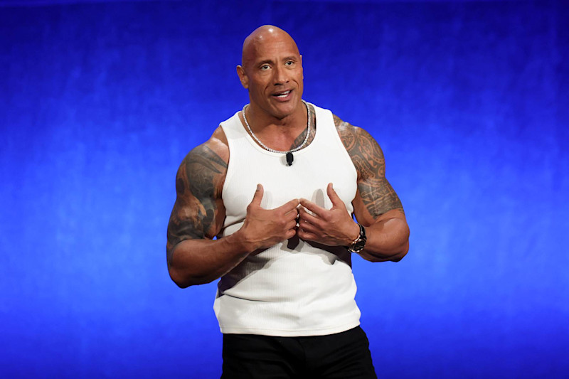 LAS VEGAS, NEVADA - APRIL 11: Dwayne Johnson speaks onstage at the Walt Disney Studios Presentation during CinemaCon 2024 at The Colosseum at Caesars Palace on April 11, 2024 in Las Vegas, Nevada. (Photo by Gabe Ginsberg/Getty Images)