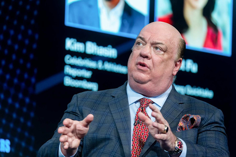 Paul Heyman, WWE professional wrestling manager, speaks during the Bloomberg Power Players New York event in New York, US, on Thursday, Sept. 5, 2024. Bloomberg Power Players brings together industry leaders at the intersection of sports, business and technology. Photographer: Michael Nagle/Bloomberg via Getty Images