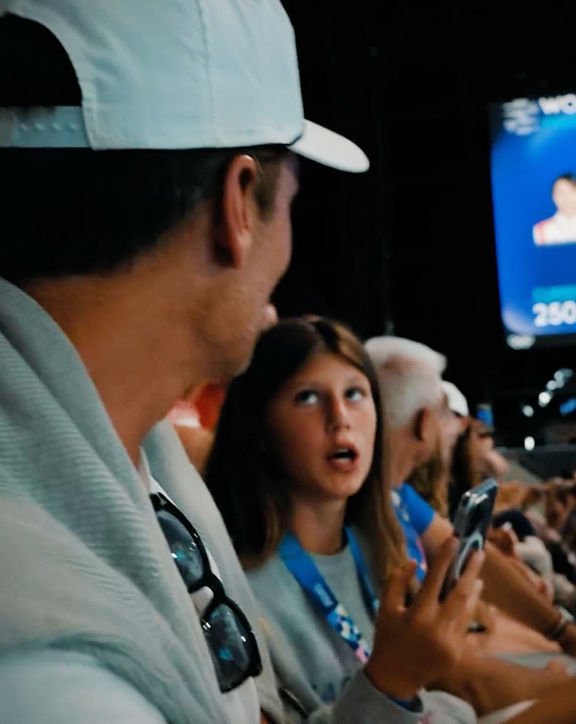 Tom Brady watches the 2024 Paris Olympics with daughter Vivian via Instagram Thursday.