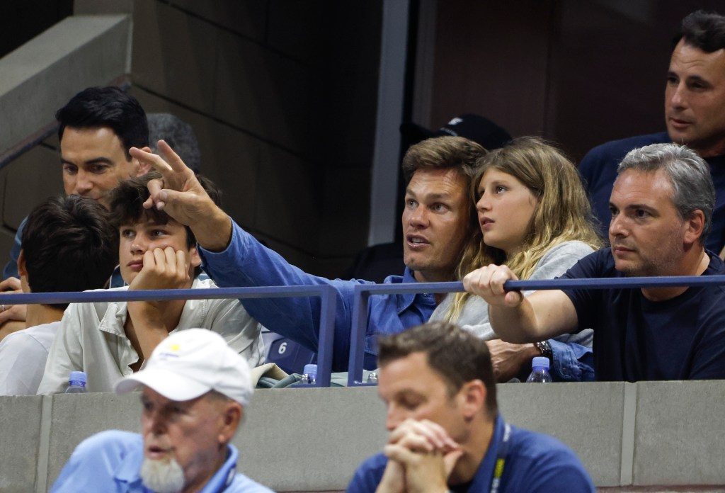 Tom Brady at September 2023 US Open with Vivian and Jack