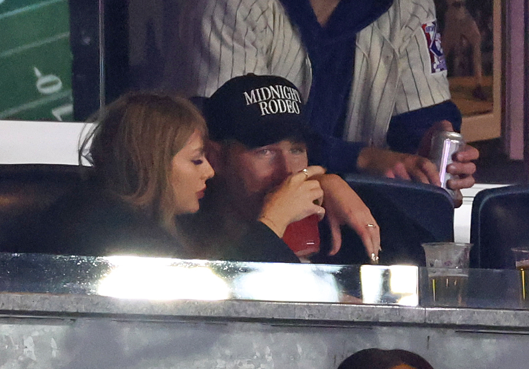 Travis Kelce and Taylor Swift at the Yankees game on Oct. 14.