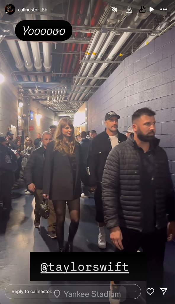 Taylor Swift and Travis Kelce at Yankee Stadium on Oct. 14.