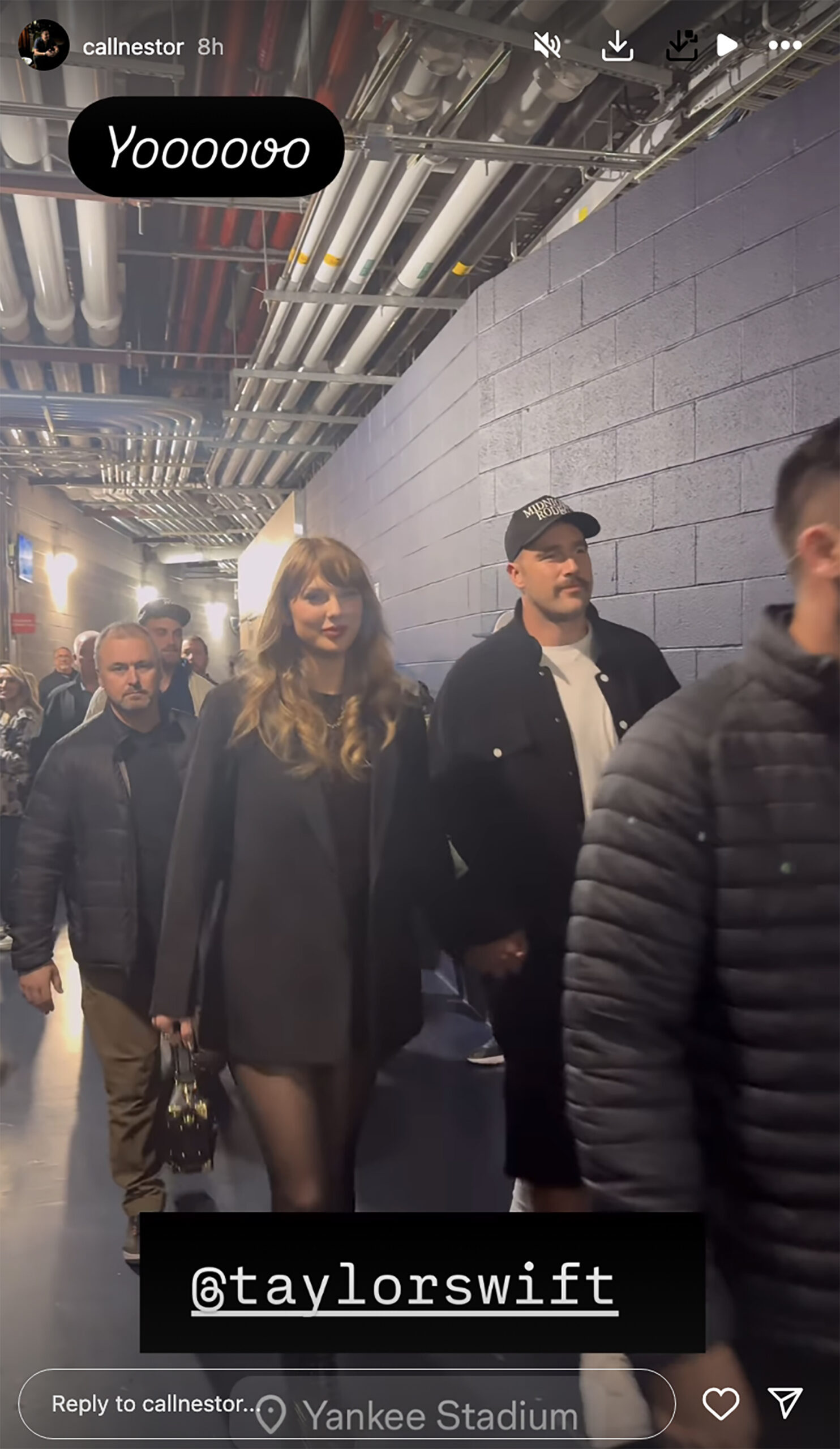 Taylor Swift and Travis Kelce at Yankee Stadium on Oct. 14.