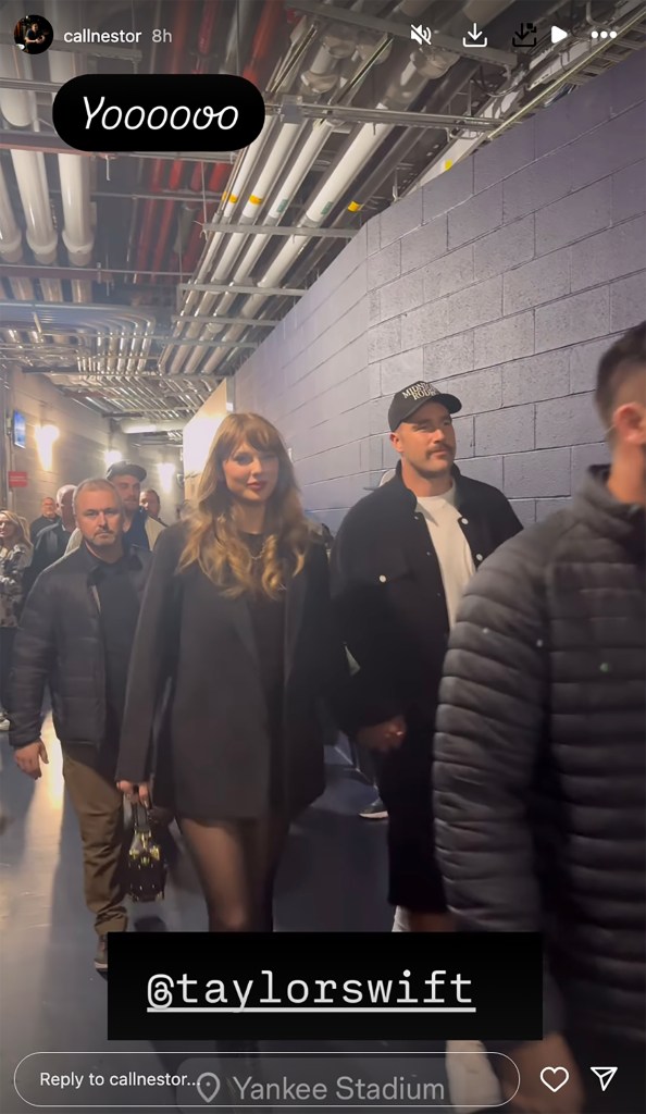 Taylor Swift and Travis Kelce at Yankee Stadium on Oct. 14.