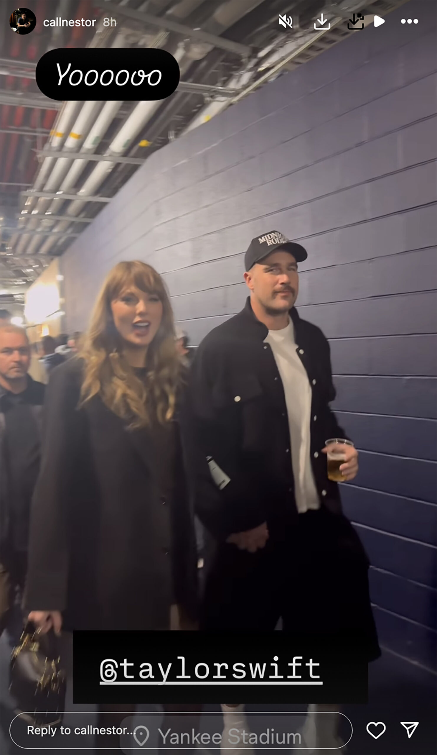 Taylor Swift and Travis Kelce at Yankee Stadium on Oct. 14.