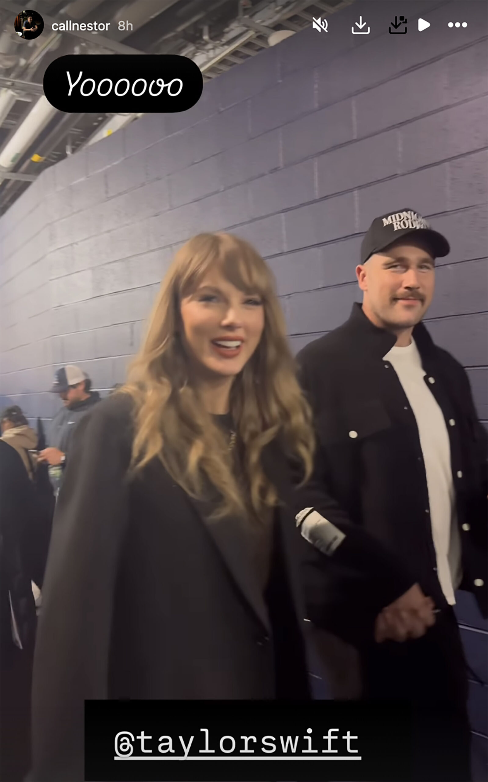 Taylor Swift and Travis Kelce at Yankee Stadium on Oct. 14.