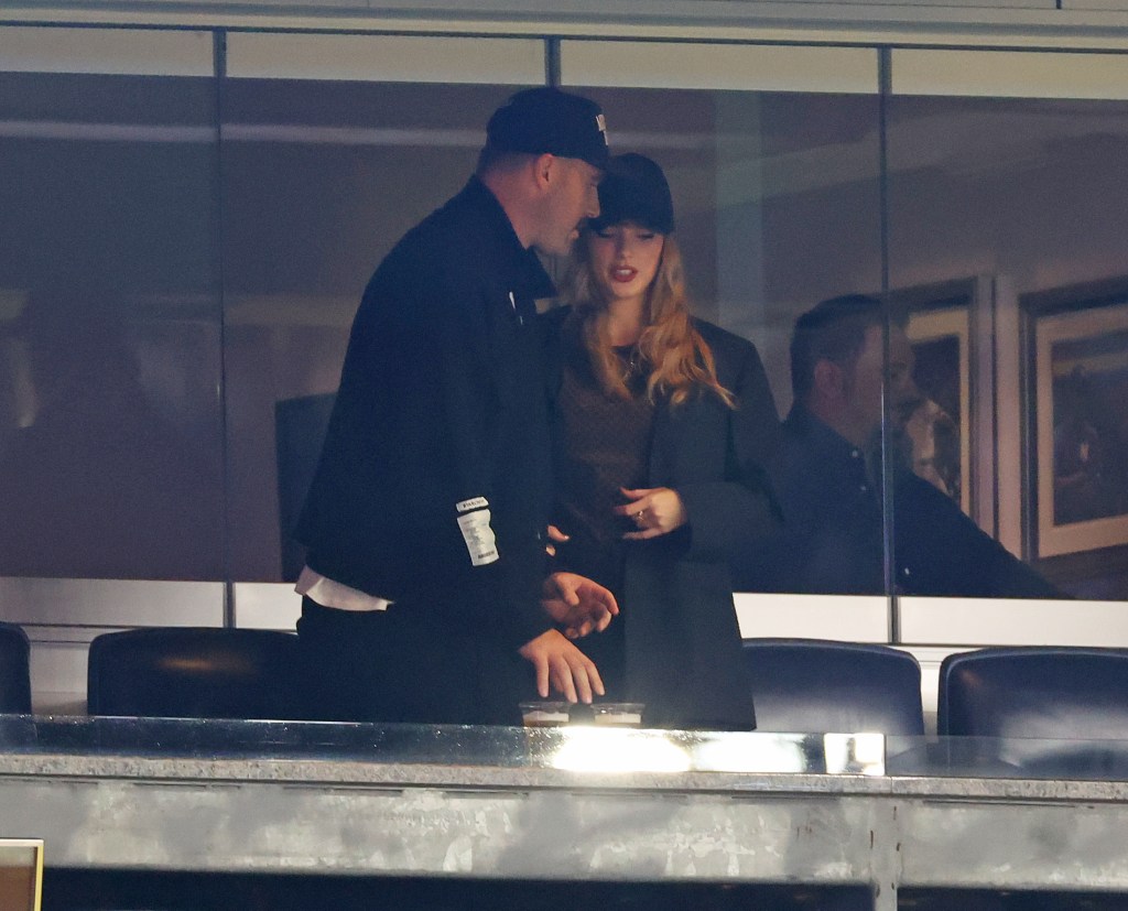 Travis Kelce and Taylor Swift at the Yankees game on Oct. 14.