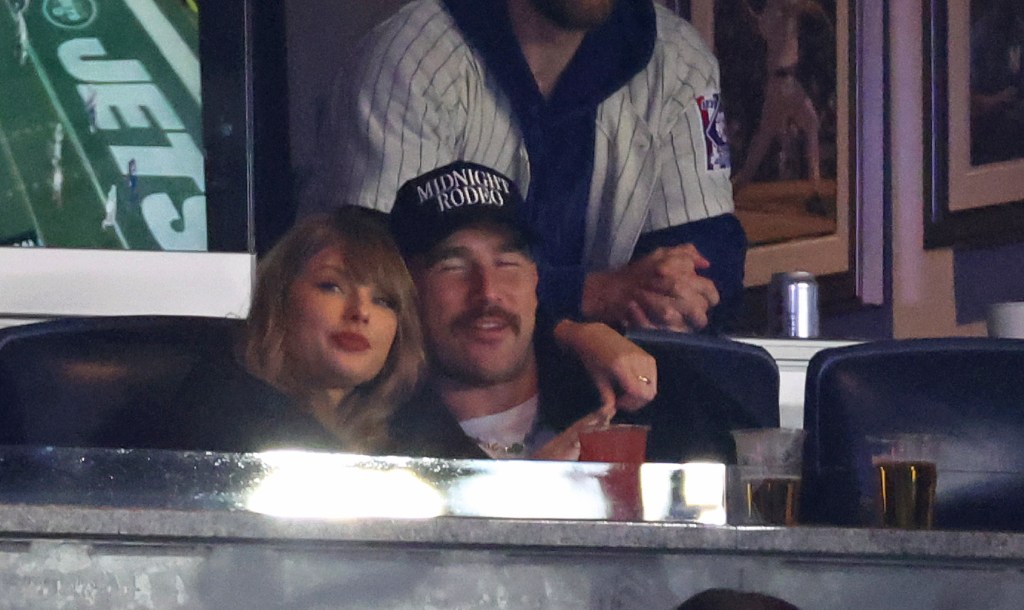 Taylor Swift and Travis Kelce at Yankee Stadium on Oct. 14.