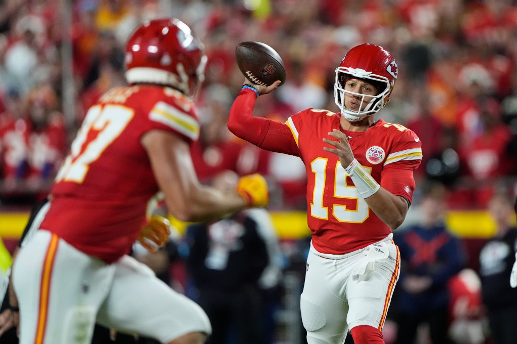 Patrick Mahomes and Travis Kelce at the Chiefs game against the Saints on oct. 7.